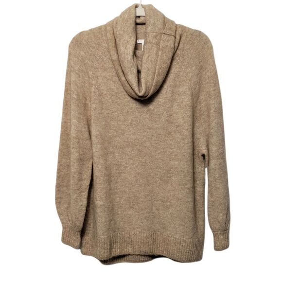 H&M Camel Tan Mohair Wool Blend Cowl Neck Oversized Sweater - Picture 1 of 4